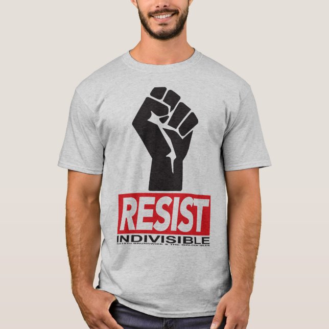 Motstå - den svart knipan på grå färgskjortan t-shirt (Framsida)
