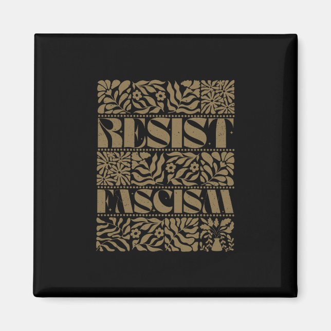 Motstå Fascism Boho Blommig Subtil Anti Trump Rätt Magnet (Framsidan)