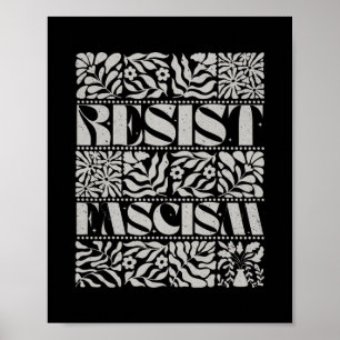 Motstå fascism Boho blommig subtil anti Trump soci Poster