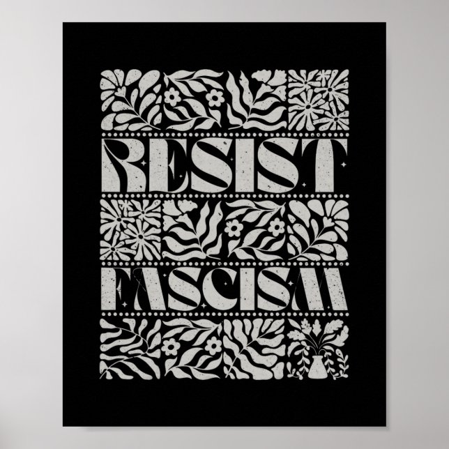 Motstå fascism Boho blommig subtil anti Trump soci Poster (Framsidan)