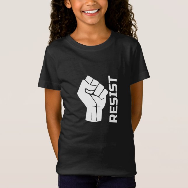 Motstå med näven - i vitt 0002 t shirt (Framsida)
