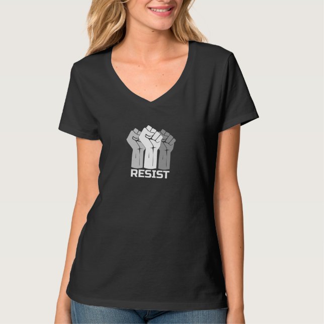 Motstå med näven - i vitt 0003 t shirt (Framsida)