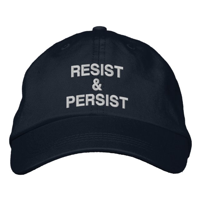 Motstå och bestå politisk protest marinblå broderad keps (Framsida)