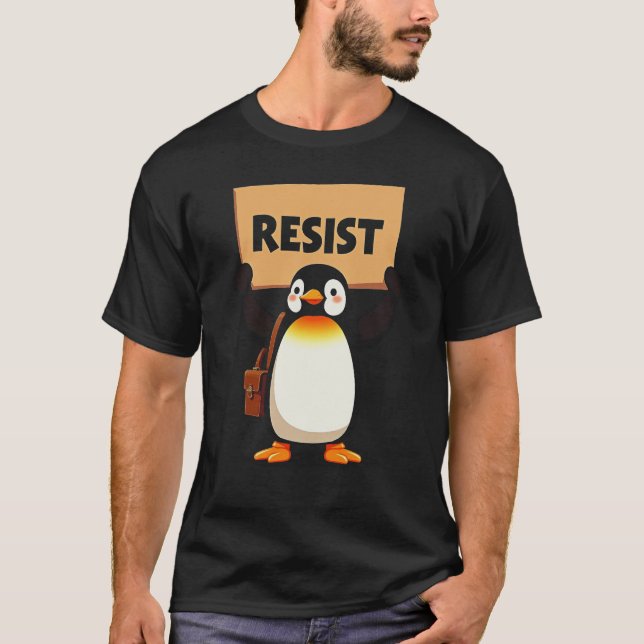 Motstå Pingvinaktivism Grafisk Design T Shirt (Framsida)