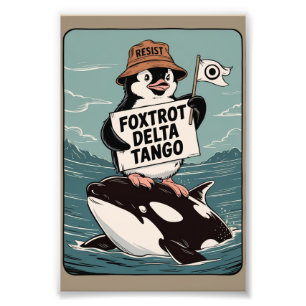 Motstå Pingvinaktivism Vintage Protest Fototryck