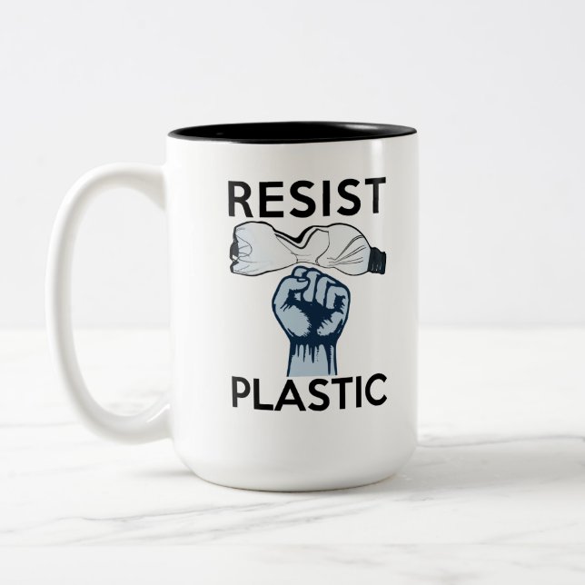 Motstå plast- flaskor i våra hav Två-Tonad mugg (Vänster)