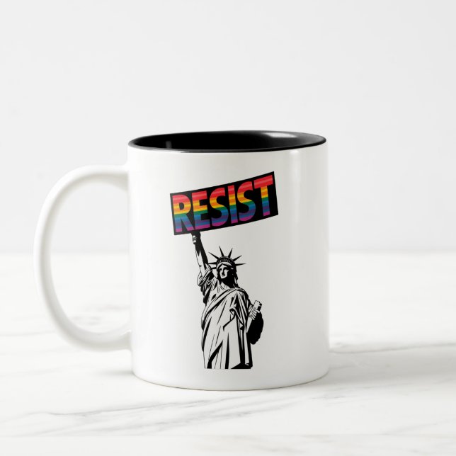 Motstå Staty of Liberty Feministisk Present Två-Tonad Mugg (Vänster)