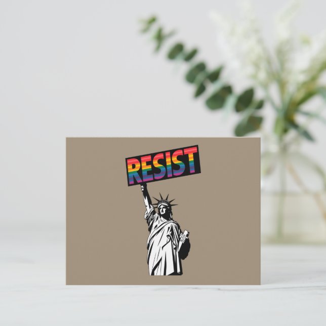 Motstå Staty of Liberty Feministisk Present Vykort (Stående Fram)