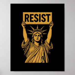 Motstå Staty Of Liberty Rebell Protest Mot Höga Poster