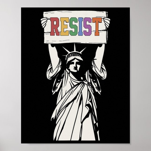 Motstå Staty Över Frihet Fred Vänlighet Trump Huma Poster (Framsidan)