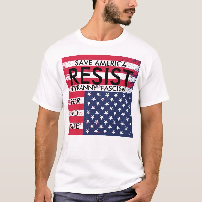 Motstå t-skjortan för för TyrannyFascismskräck och T Shirt (Framsida)