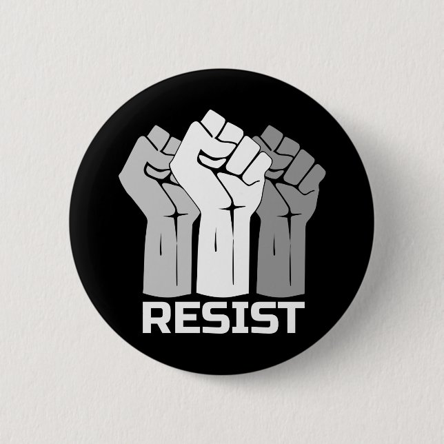 Motstå Upphöjda Knutna Nävar Protestdesign Knapp (Framsida)
