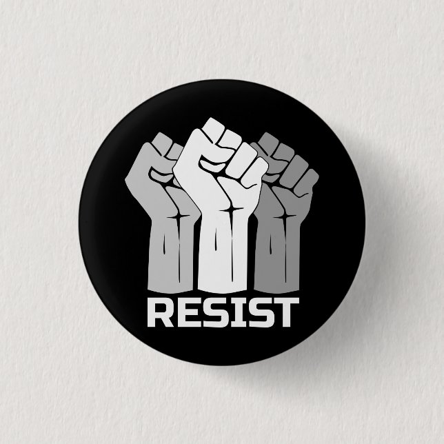Motstå Upphöjda Knutna Nävar Protestdesign Knapp (Framsida)