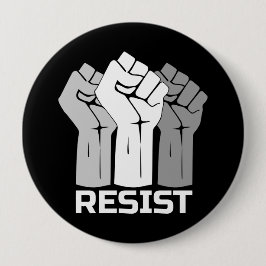 Motstå Upphöjda Knutna Nävar Protestdesign Knapp