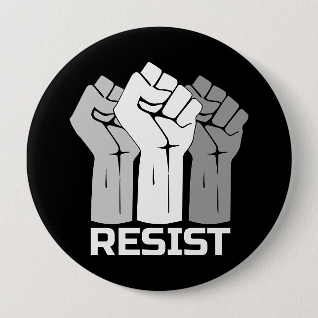 Motstå Upphöjda Knutna Nävar Protestdesign Knapp (Framsida)