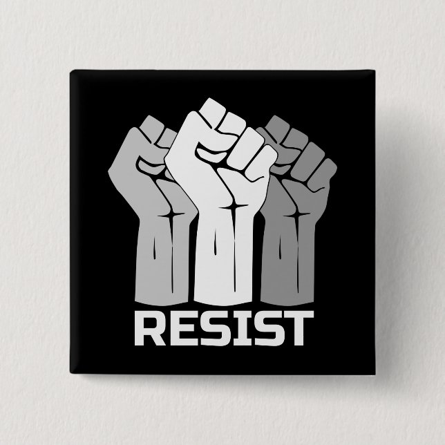 Motstå Upphöjda Knutna Nävar Protestdesign Knapp (Framsida)