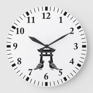 Motstående duvor och Torii Stor Klocka