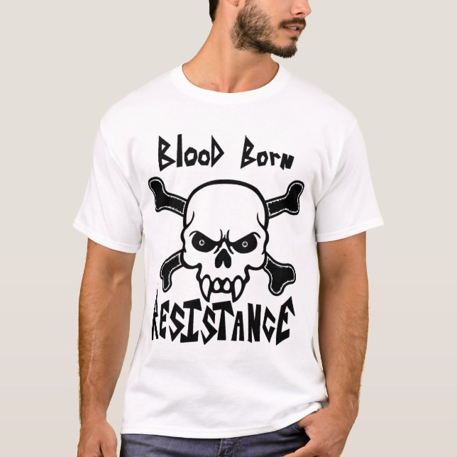 Motstånd-Seger eller Valhalla för blod född T-shirt (Framsida)