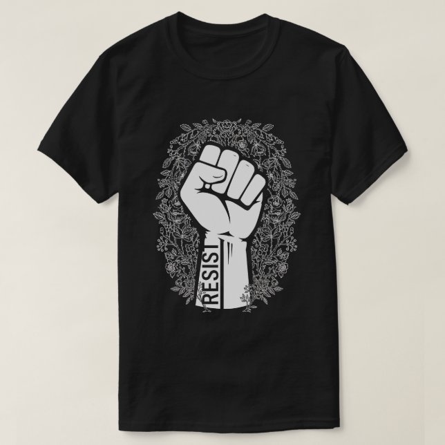 Motstånds Blommig Emblem T-Shirt (Design framsida)