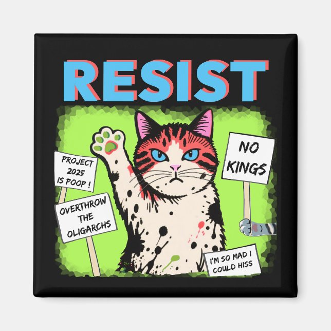 Motstånds Protest Katt Magnet (Framsidan)