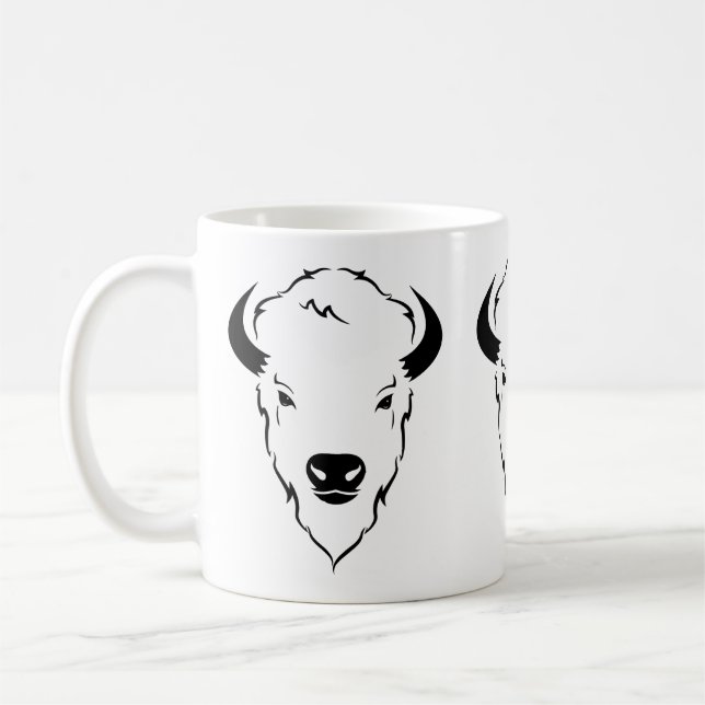 Motståndskraftig kraft: Vild buffelhuvud stencilko Kaffemugg (Vänster)