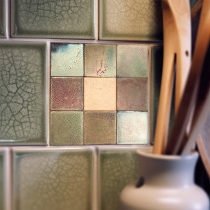 Mottad marmorerad jordtonsuppsättning med 9 väggde kakelplatta