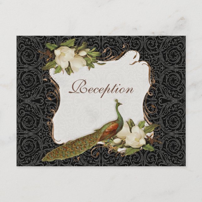Mottagande av Inbjudan Vintage Peacock & Magnolia  (Framsida)