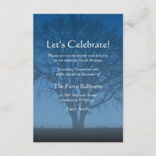 Mottagande av Rustic Blue Livets träd Pub Mitzvah Inbjudningar