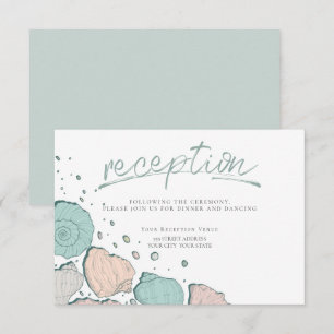 MOTTAGANDE Avslappnad Seashells i Coral and Teal Inbjudningar