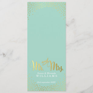 MOTTAGANDE DINNER MENU mini guld konetti mynta Meny