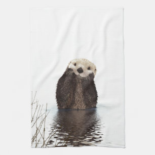 Mottagande leende Otter i Sjö Kökshandduk