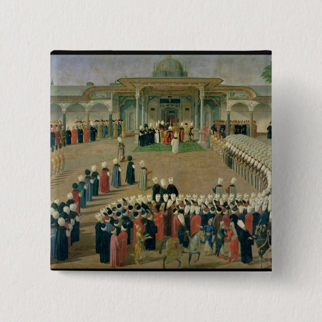 Mottagande på domstolen av sultanen Selim III Knapp (Framsida)