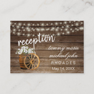 Mottagande - Rustic Wood Barrel med White Flowers Tilläggskort
