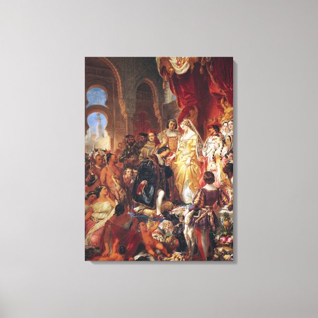 Mottagandet av Christopher Columbus Canvastryck (Framsida)