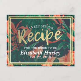 Mottagare av den tropiska Blommigten Guld Ram Möhi Inbjudan Vykort