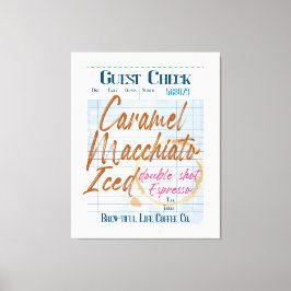 Mottagare av gästkontroll av inskrivet kaffe Caram Canvastryck