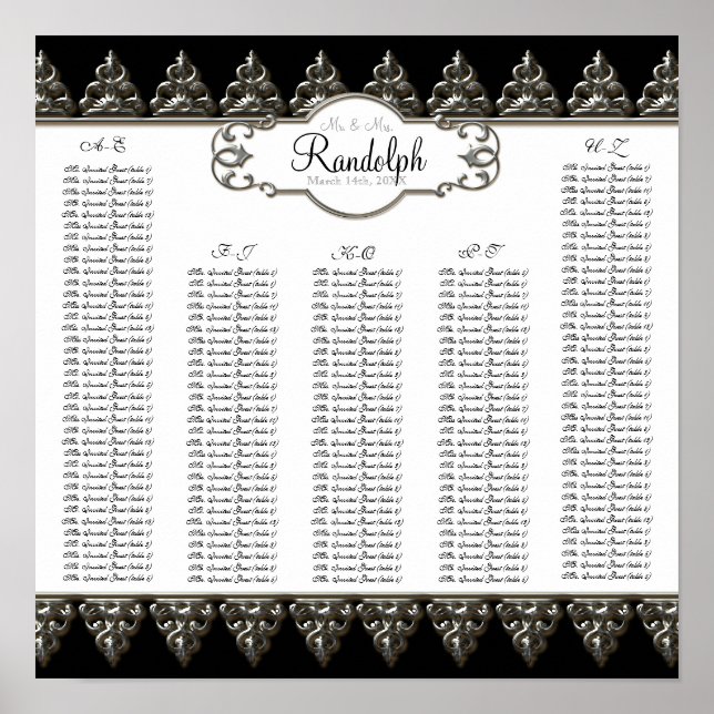 Mottagare Bord: Baroque Swirl Silver Poster (Framsidan)