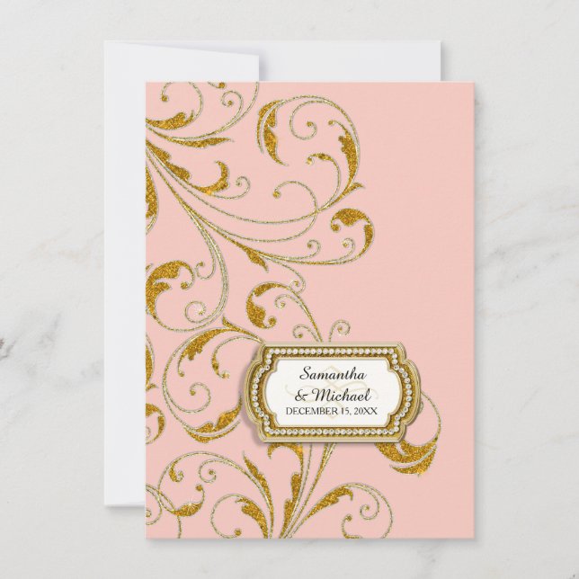 Mottagare Glam Old Hollywood ReEmergency Black Tie Inbjudningar (Framsida)