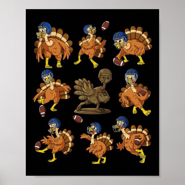Mottagarkvart för fotbollsspelare i thanksgiving T Poster (Framsidan)