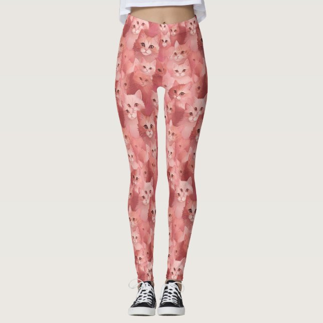 Mottaglig  Rosa Kattskinn Leggings (Framsida)