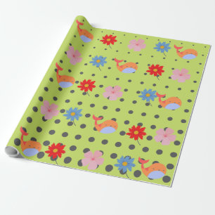Mottagliga djur och blommor grönten party presentpapper