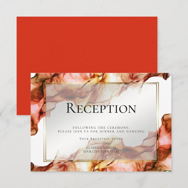 MOTTAGNING | Abstrakt Akvarell Höstfärger 4 Inbjudningar (Fram/baksida)