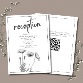 Mottagning av Black White Poppy Blommigt Elegant b Tilläggskort