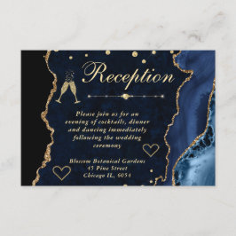 Mottagning av blått och Guld Faux Glitter-agat Tilläggskort