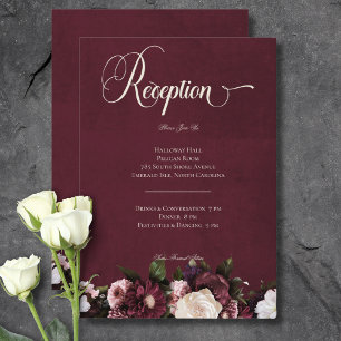 Mottagning av Blommigt för mörk Elegant Burgundy C Tilläggskort