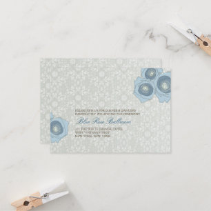 Mottagning av Blue Ro Damask Snöre Elegant bröllop Inbjudningar