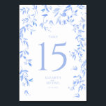 Mottagning av botaniskt bröllop i fransk Blue Blom Bordsnummer<br><div class="desc">Gör din bröllopsmottagning oförglömlig med Fransken Blue Blommigt Botanical Wedding Reception Bordsnummer! Det här fantastiska bordsnumret har en delikat Fransk Blåfärgad blommigt botanisk design, perfekt som gör att du kan lägga till en liten bit romantik till din stora dag. Det vackra blåa färg kommer att förbättra bröllop-dekorationen och omedelbart göra...</div>