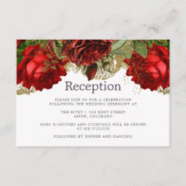 Mottagning av Burgundy Red och Guld Vintage bröllo Tilläggskort