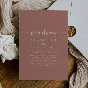 Mottagning av Calligraphy Terracotta Elopement Inbjudningar