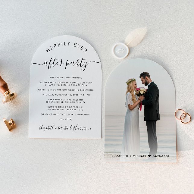 Mottagning av chic Arch-fotobröllop Inbjudningar (Celebrate your love story with an invitation showcasing your favorite photo in an elegant arch frame)